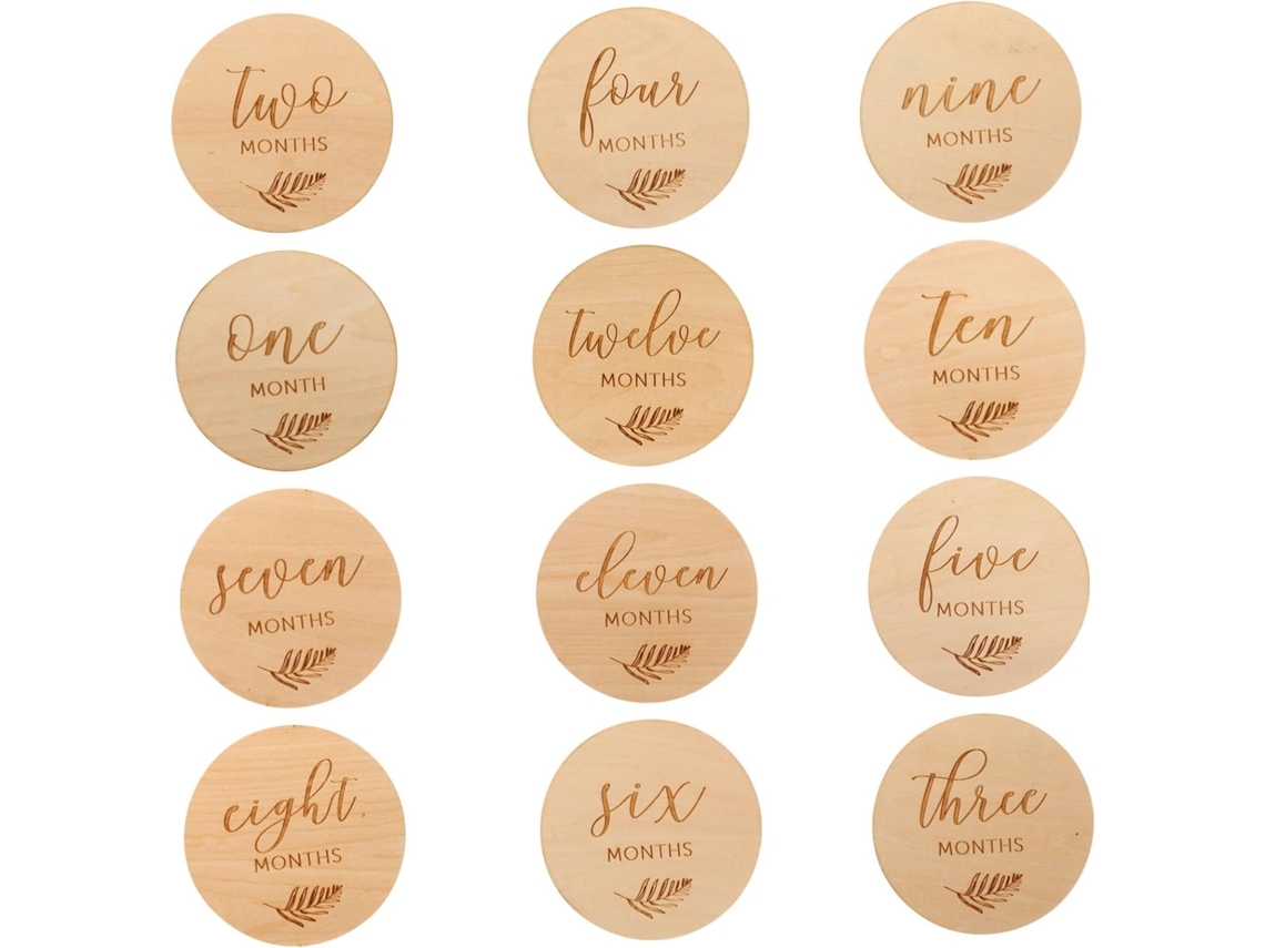 12 Tarjetas Mensuales De Madera Para Niños Y Niñas, Discos De Madera De Doble Cara, Accesorios Para Fotos.