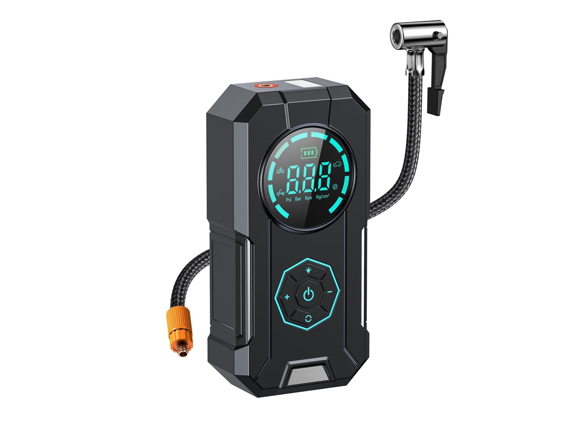 Compresor de aire portátil con función de memoria, inflador rápido de neumáticos de 150 PSI con luz LED y cable Chaberlu