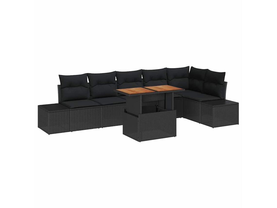 Maison Exclusive - Juego de comedor de jardín de 7 piezas en negro y marrón