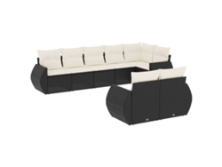 Maison Exclusive - Set De Sofás De Jardín 8 Piezas Y Cojines Ratán Sintético Negro