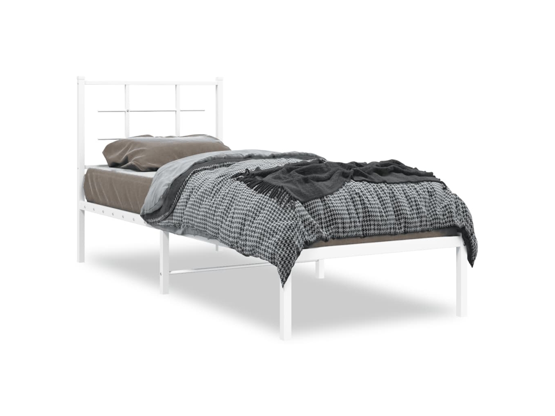 Maison Exclusive - Estructura Cama Sin Colchón Con Cabecero Metal Blanco 75x190 Cm