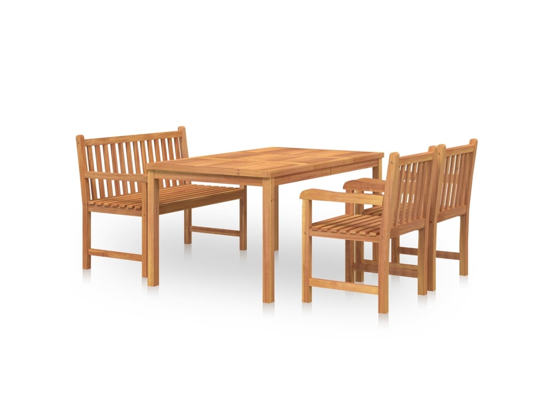 Conjunto 4 de comedor para jardín VIDAXL madera maciza de teca