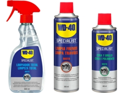 Conjunto Triple WD-40 Para la Limpieza de Motos con 1 Total Clean (500ml) + 1 Limpiador de Frenos (500ml) y 1 Cera y Pulido (400ml)