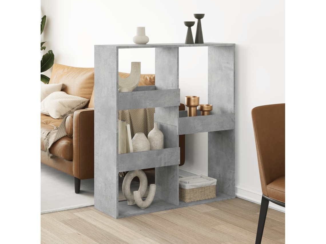 Biombo Divisor | Biombo Separador | Separador De Ambientes Madera Gris Hormigón 100x33x115 Cm