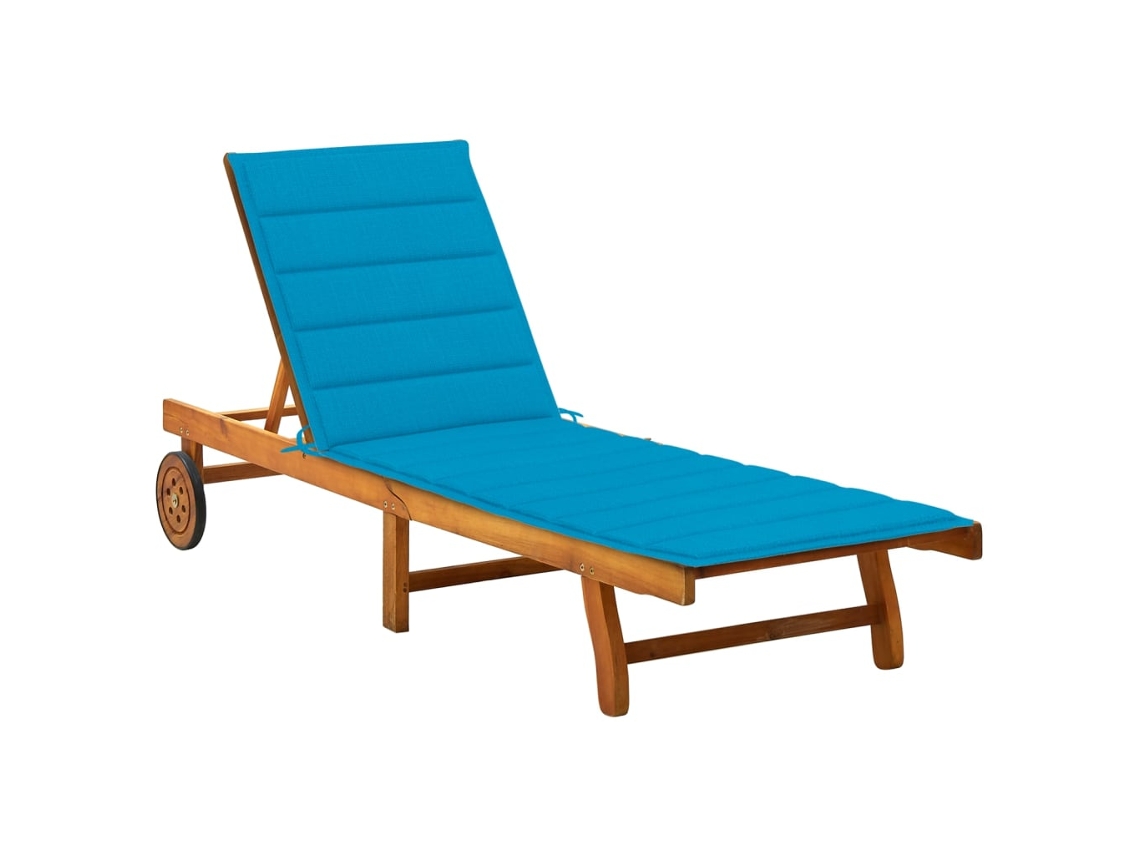 Tumbona Lounger de Jardín con Cojín Madera de Acacia Maciza
