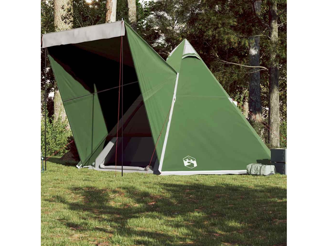 Tienda tipi familiar para 6 personas, impermeable, verde.