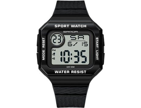 VEANXIN Relojes Reloj de pulsera con alarma impermeable y correa digital deportiva cuadrada-blanco negro