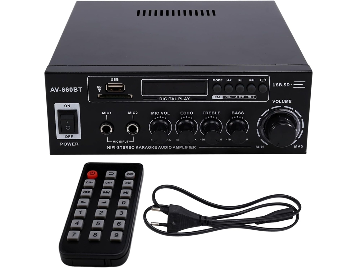 Amplificador De Sonido Av-660bt Con Bluetooth, Compatible Con Radio Fm, Usb, Tarjeta Sd Y