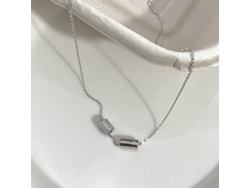 Collar con doble colgante en plata de ley 925, diseño elegante y sofisticado, forma cilíndrica, largo hasta la cintura. MDUG (oro blanco).