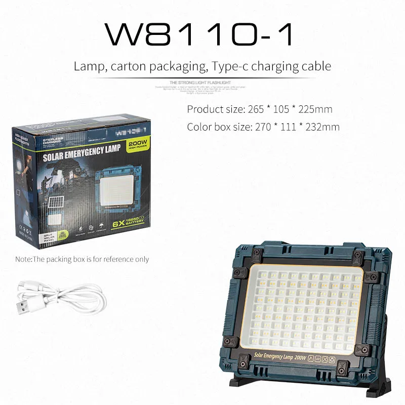 Foco Solar Recargable - Portátil Para Exteriores - Resistente Al Agua Ip66 - Camping - Foco