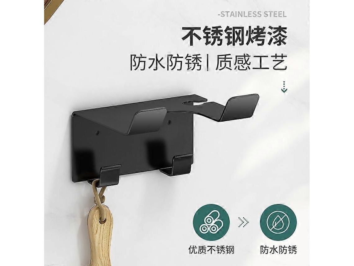 Soporte de pared para secador de pelo, mostrador para peinado, organizador de herramientas Ca Belo GOKOCO (negro)