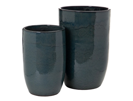 Maceta 52 x 52 x 80 cm Cerámica Azul (2 Unidades)
