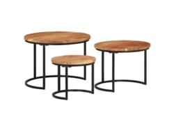 Mesas Apilables 3 Piezas Madera Maciza De Acacia