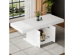 Mesa De Comedor Extensible - Con Almacenamiento Debajo - Estilo Moderno - Blanco