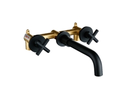 Grifo de baño de pared con doble palanca, negro mate OEM