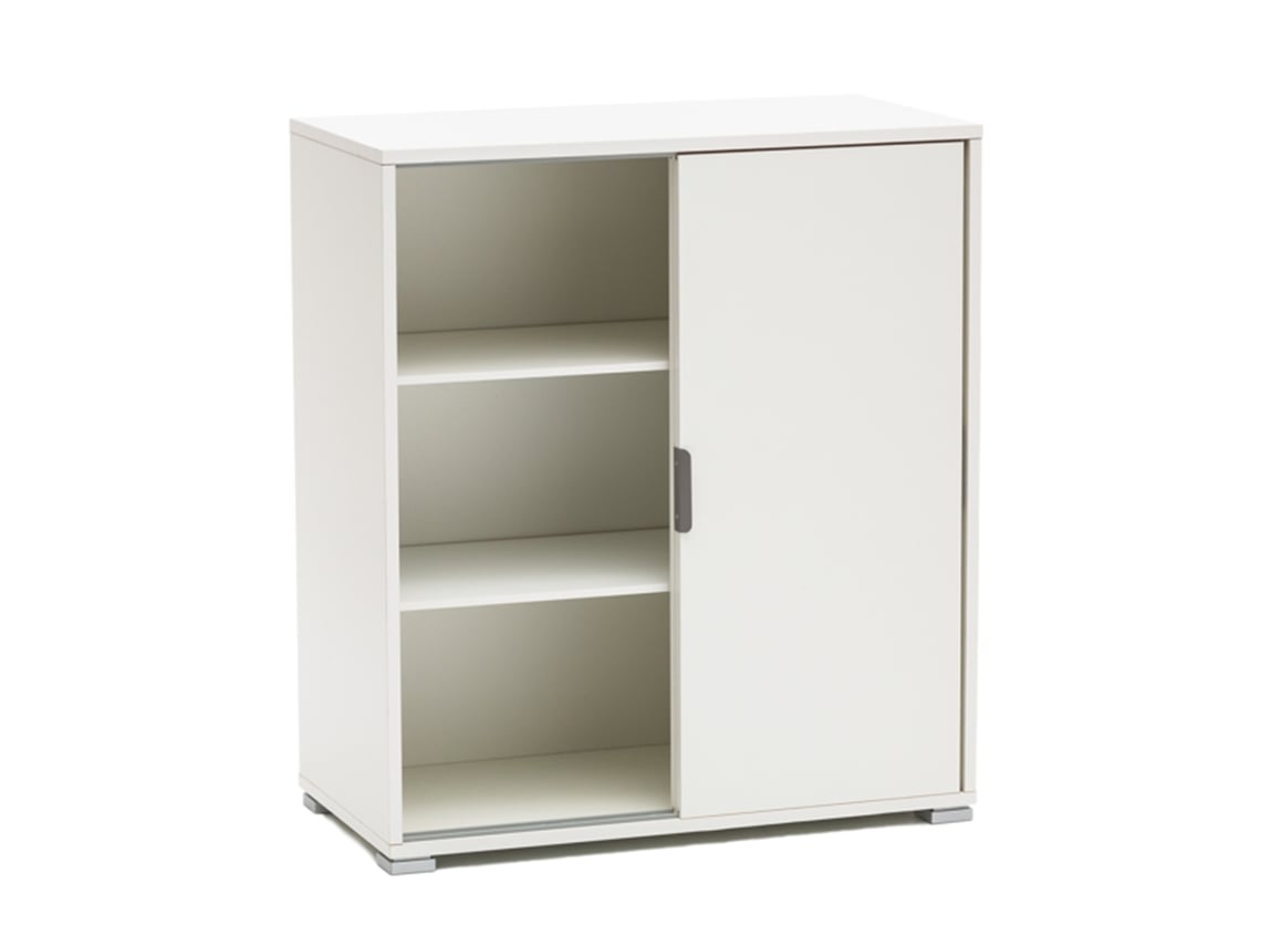 Mueble Bajo 2 Puertas Correderas Blanco 75×85×38 Cm | Armario Moderno Ahorra-espacio Con 2 Estantes Ajustables | Ya Montado