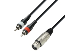 Cable de audio de 3 m, 2 conectores RCA macho / XLR hembra, 3 estrellas, YFCC 0300, ADAM HALL