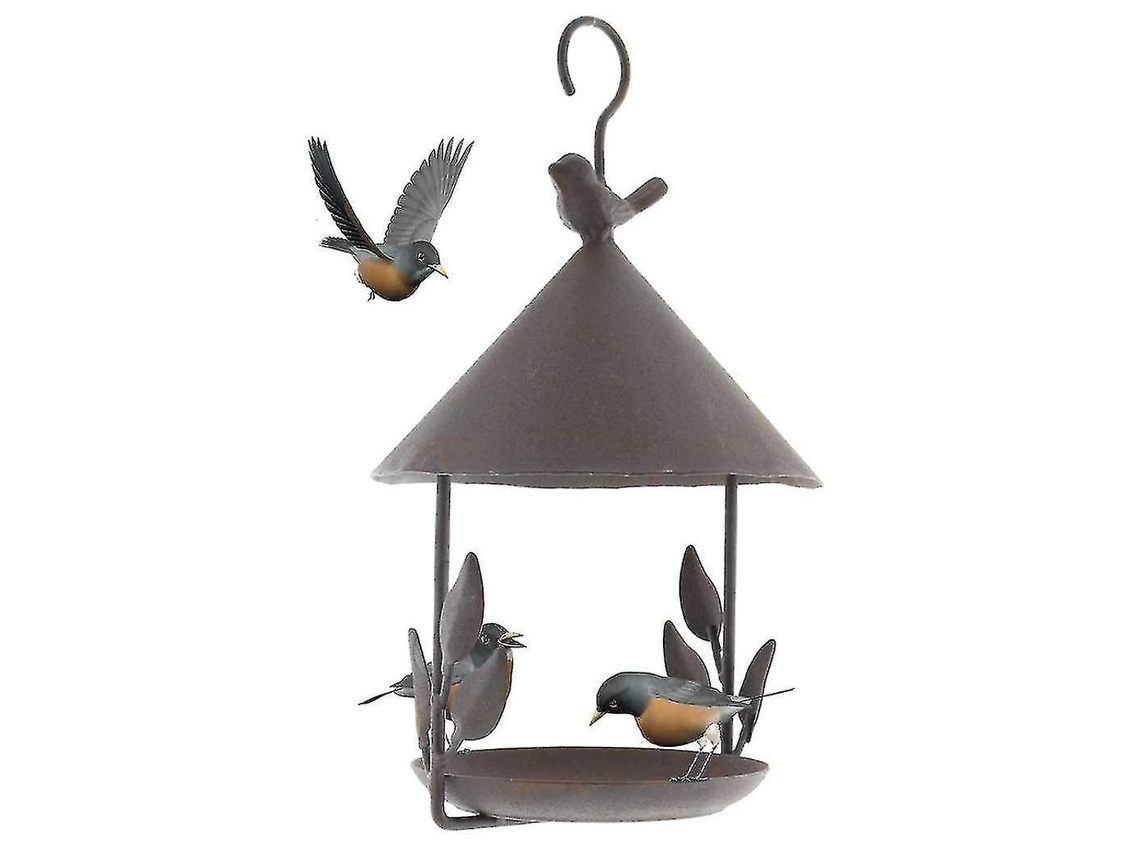 Alimentador resistente a la intemperie, plataforma decorativa resistente para pájaros, para colgar al aire libre, fundición de hierro, ideal para patios y … LAOPIPFU