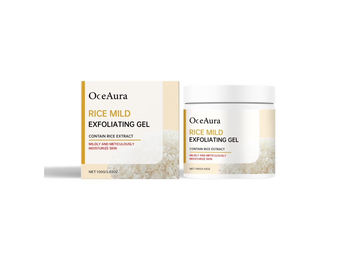 Gel exfoliante de arroz para una piel radiante y rejuvenecida.