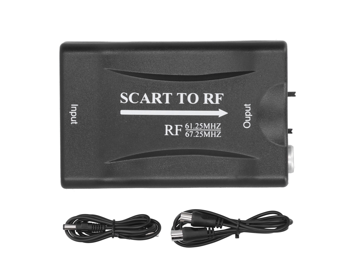 Adaptador Convertidor Scart A Rf Con Salida De 61,25/67,25 Mhz Para Tv Box, Dvd Y Consola.