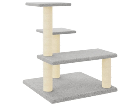 Rascador para gatos con postes de sisal gris claro VIDAXL (61 cm)
