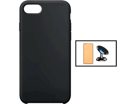 Kit Carcasa 3X1 Military + Protector de Pantalla CeramicGlass + Soporte iPhone SE 2022 PHONECARE Negro