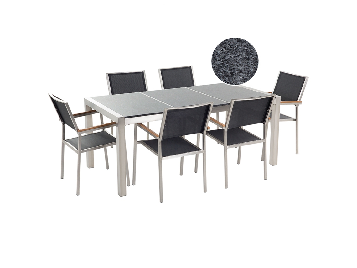 Conjunto de Jardín BELIANI Grosseto (Negro - Acero Inoxidable -90x180x87 cm)