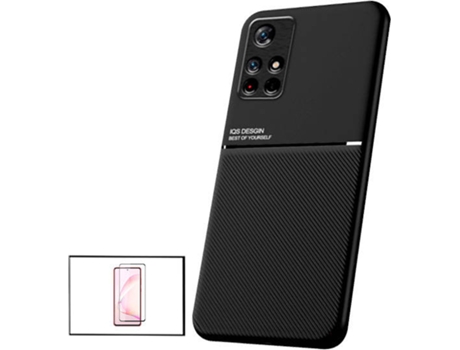 Kit Funda Magnetic Lux y Protector Cristal Templado 5D Full Cover Curved Xiaomi Poco M4 Pro 5G PHONECARE Negro