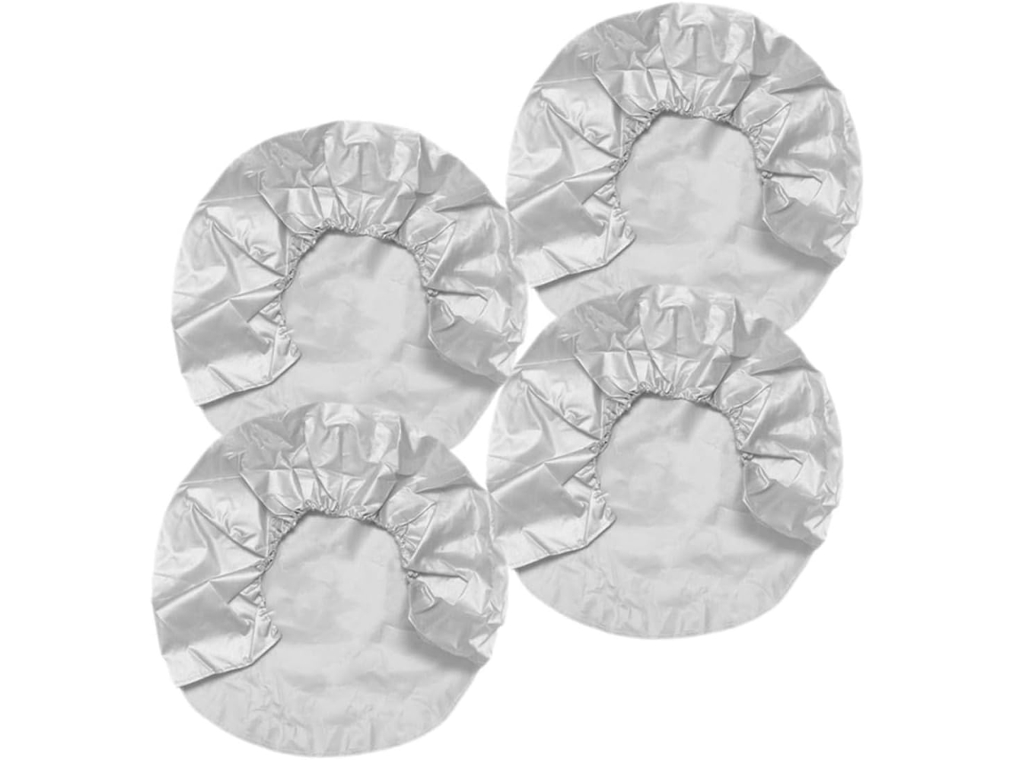 Conjunto De 4 Peças De Capas Para Pneus De Autocaravana Tissuxford 210d Prateadas, 73x73 Cm.