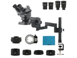 Microscopio estereoscópico, distancia de trabajo de 110 mm, anillo de luz LED ajustable, aumento de 3,5x a 200x, OEM