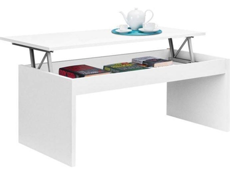 Mesa de Centro HABITDESIGN Elevatoria (Blanco - Melamina - 100 x 43/52 x 50 cm)