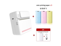 Mini Impresora Térmica Bluetooth Para Etiquetas Sin Tinta Con 3 Rollos De Papel A Color, Color Rosa GERTIZ