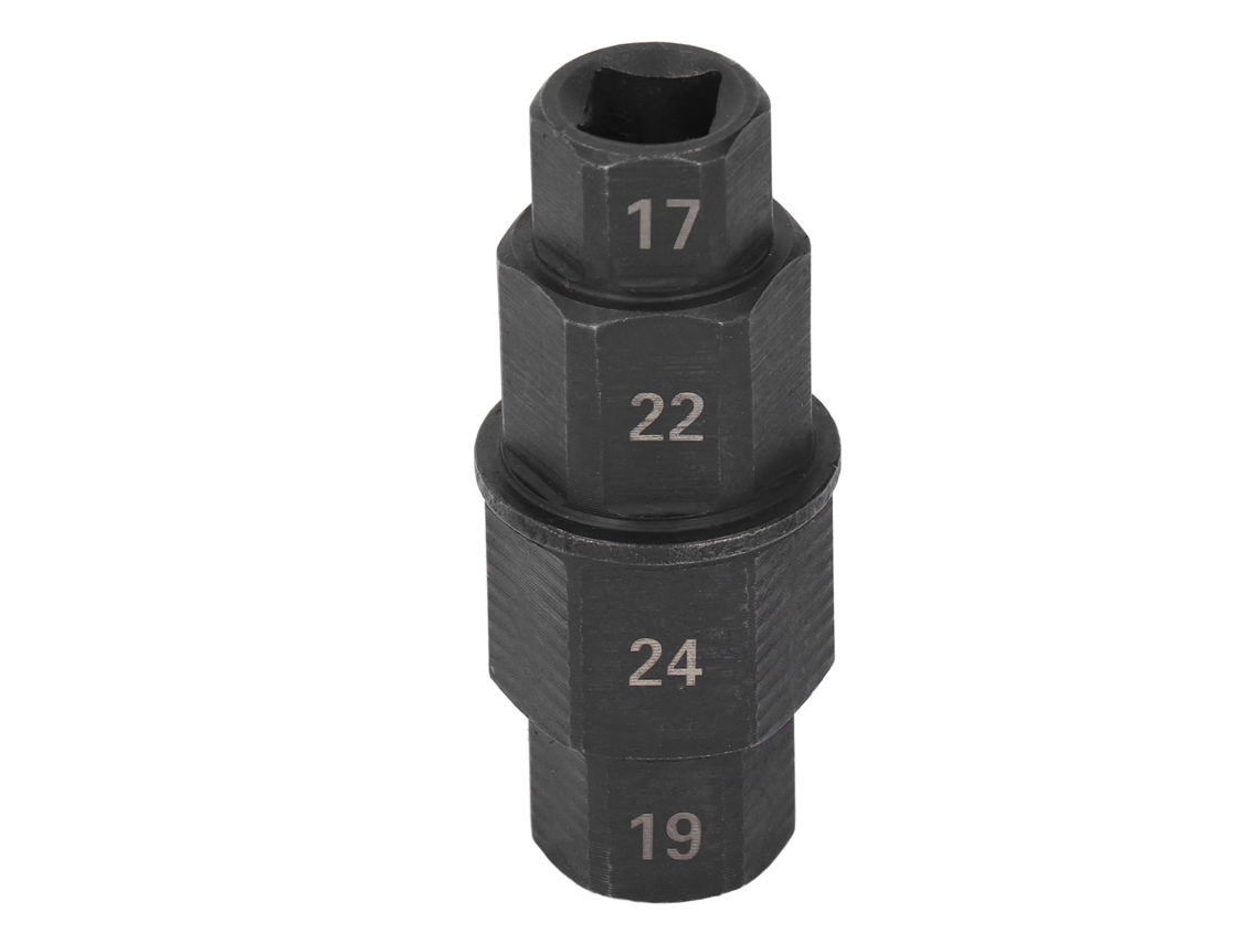 Llave de extracción del eje delantero de motocicleta con llave hexagonal de 17, 19, 22 y 24 mm, color negro