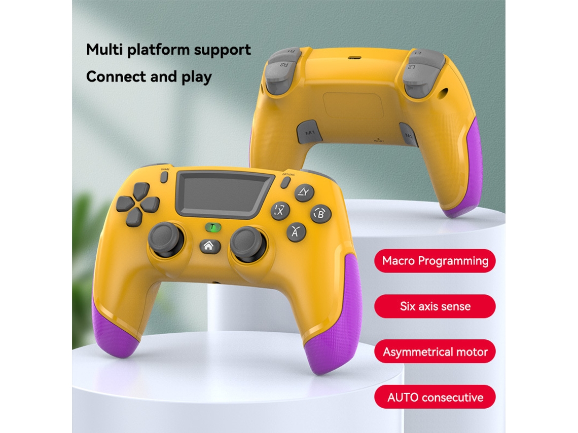 Joystick PS4 para PC TV, IOS, Android (Amarillo) Inalámbrico