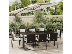 Juego de comedor de jardín de 9 piezas con cojines de mimbre negros de DKD Home Decor