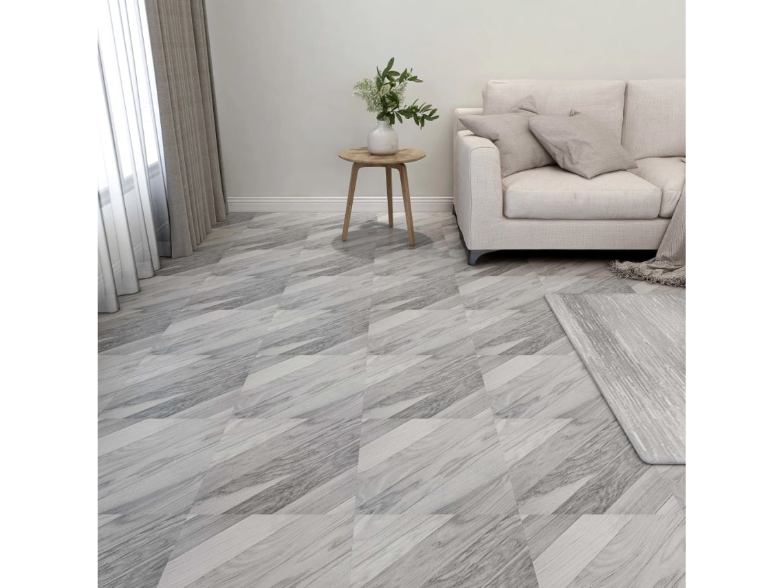 Lamas Para Suelo Autoadhesivas 55 Uds Pvc Gris A Rayas 5,11 M²