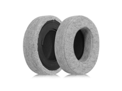 Un par de almohadillas giratorias de repuesto para auriculares Razer Kraken Pro V2, de tela gris y algodón.