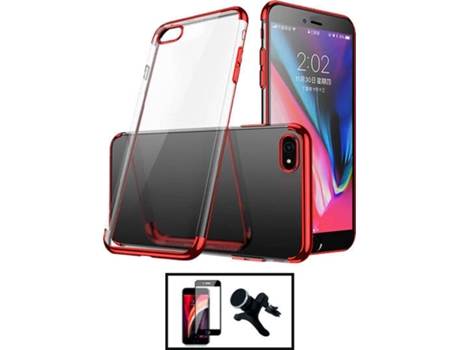 Kit Carcasa SlimArmor + Protector de Pantalla Full Cover + Soporte iPhone SE 2022 PHONECARE Rojo