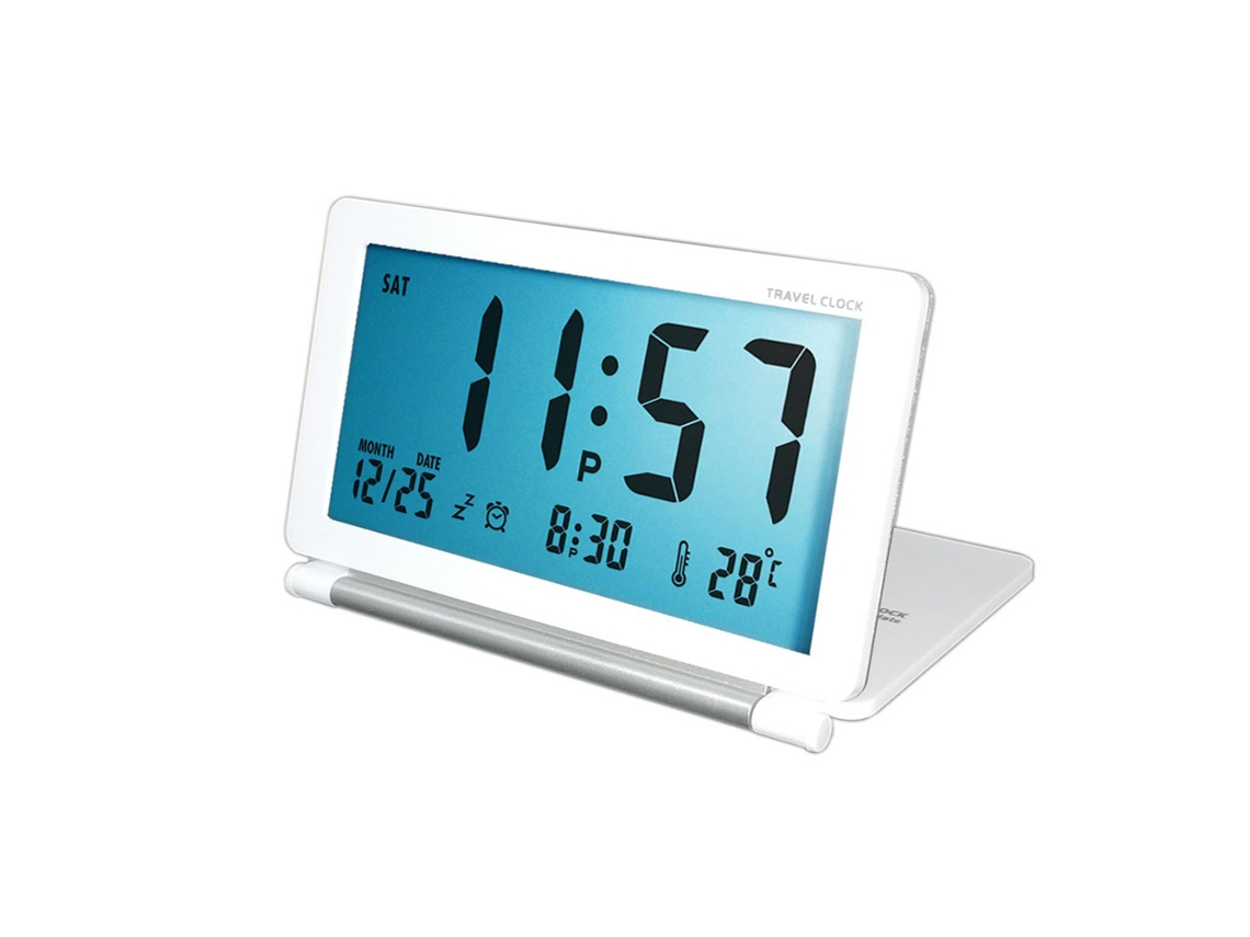 Reloj digital de viaje con batería y pantalla LCD