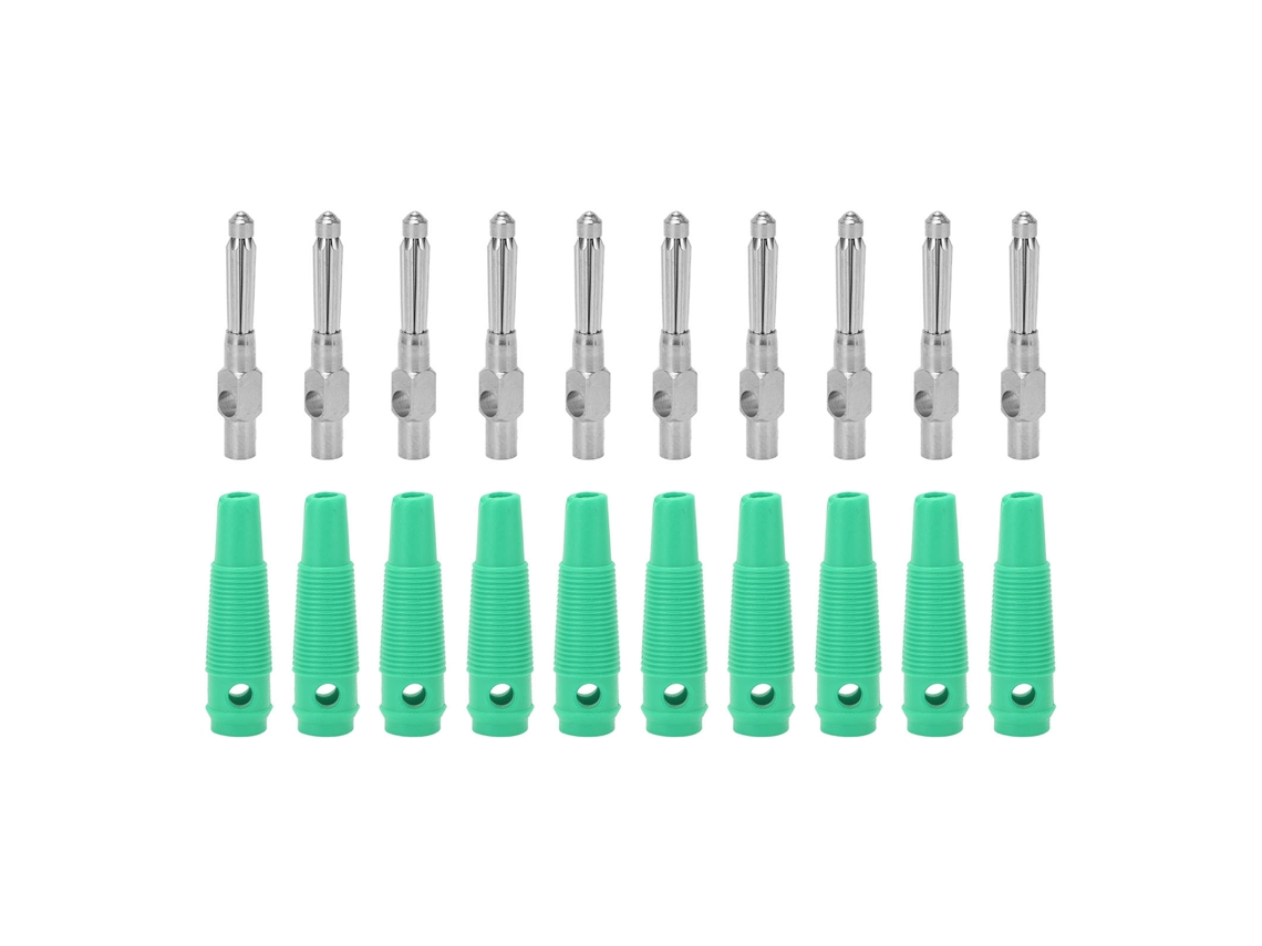 10pcs Conector Banana 4mm 7pin 1000v 32a Apilable Macho Con Mangas Verdes
