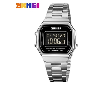 Reloj Digital para Hombre, Cronómetro con Alarma Deportiva, Relojes de Pulsera Cuadrados a Prueba de Agua, Plateado LUUCOZK
