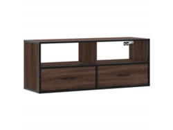 Mueble de TV en derivados de madera y metal, color marrón roble, MAISON EXCLUSIVE (100x31x39,5 cm)