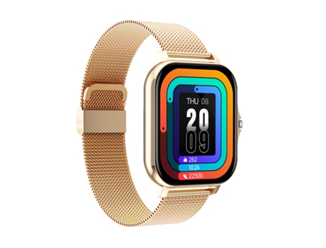 Smartwatch Pulsera Podómetro Monitoreo del ritmo cardíaco Pantalla de llamada Bluetooth Pantalla táctil Acero dorado JL-EIGHT