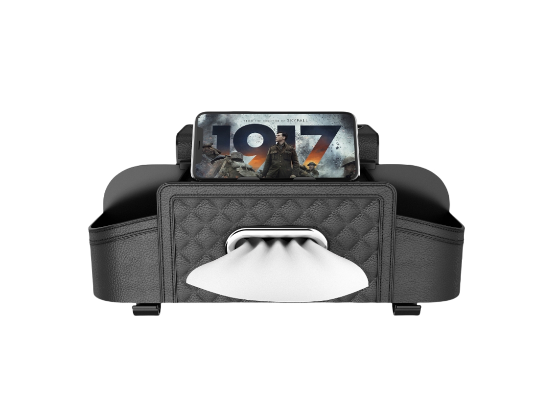 Organizador De Caja De Almacenamiento Para Asiento Trasero De Coche De Cuero Pu Negro