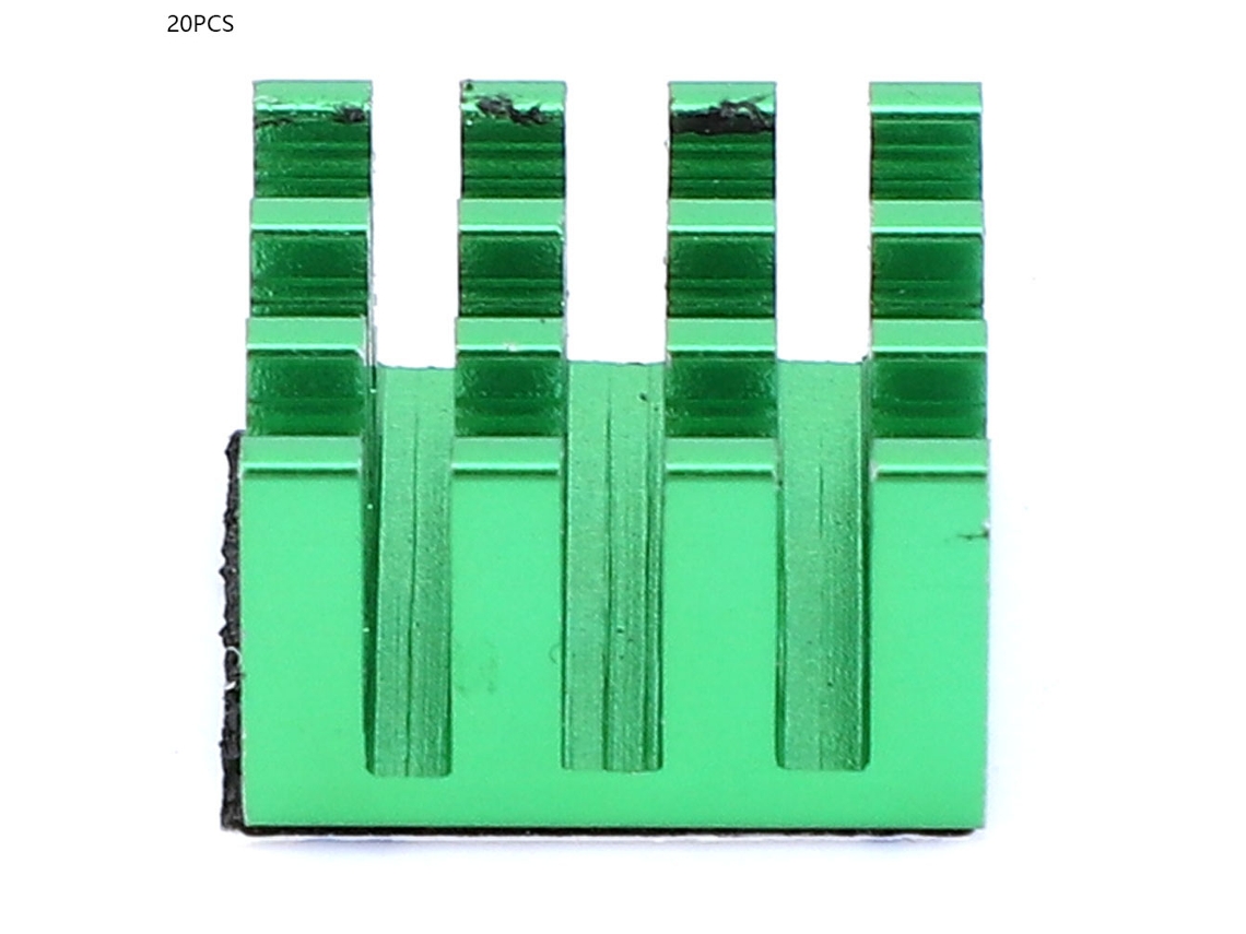 20 Piezas Disipador De Calor Aluminio Para Placa De Circuito Led Con Adhesivo 14x14x8mm Verde