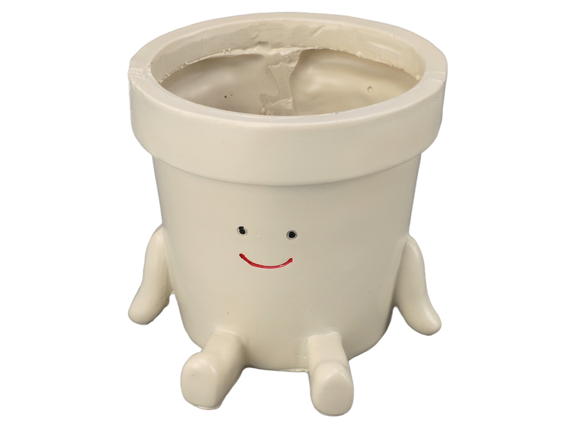 Adorable Maceta De Resina Con Forma De Cara Y Orificio De Drenaje Para Jardín, Balcón U Oficina.