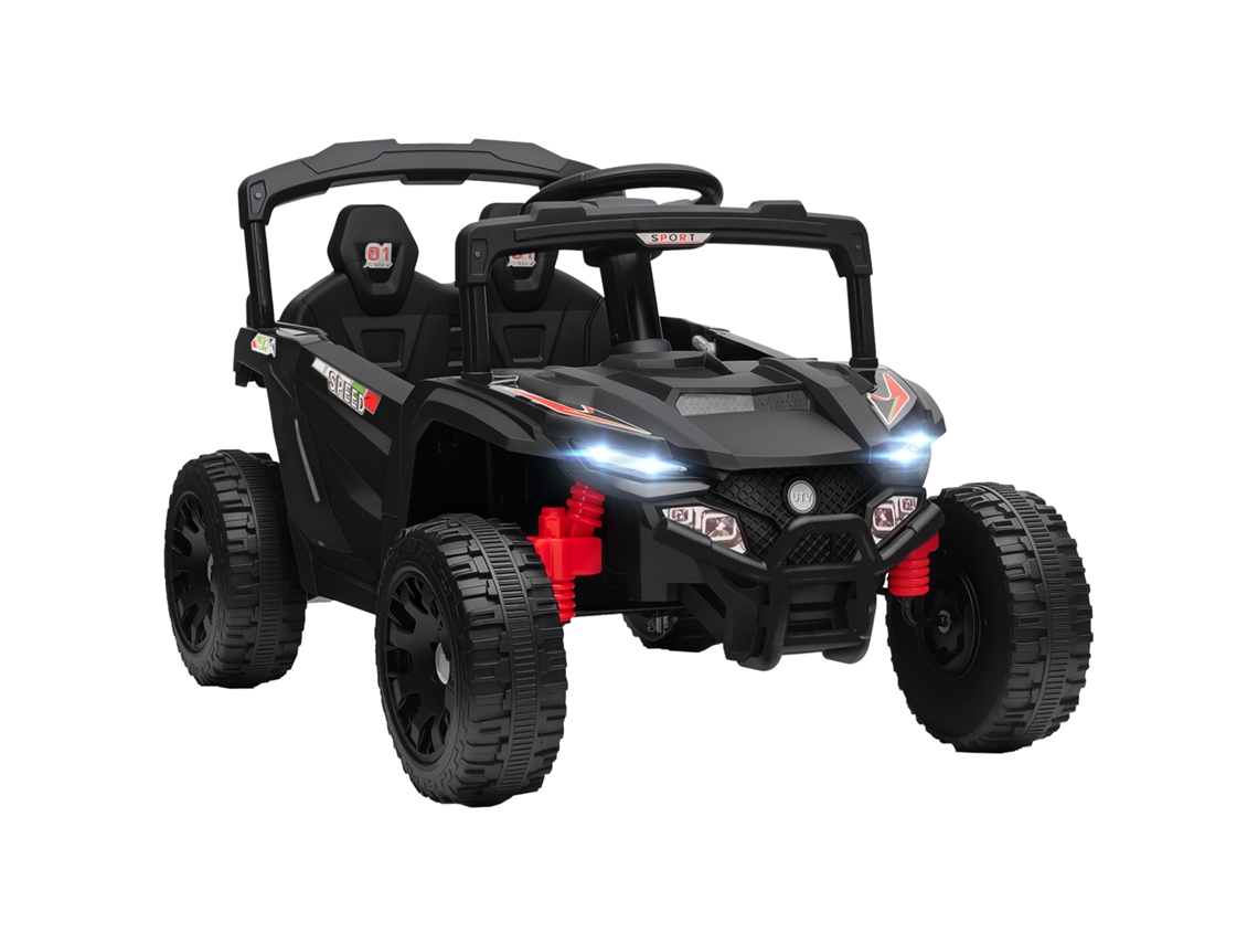 Carrinho Elétrico Infantil 12v 2 Motores Controle Remoto Suspensão Faróis Música Preto