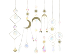 Conjunto de 6 colgantes de cristal con diseño de arcoíris.