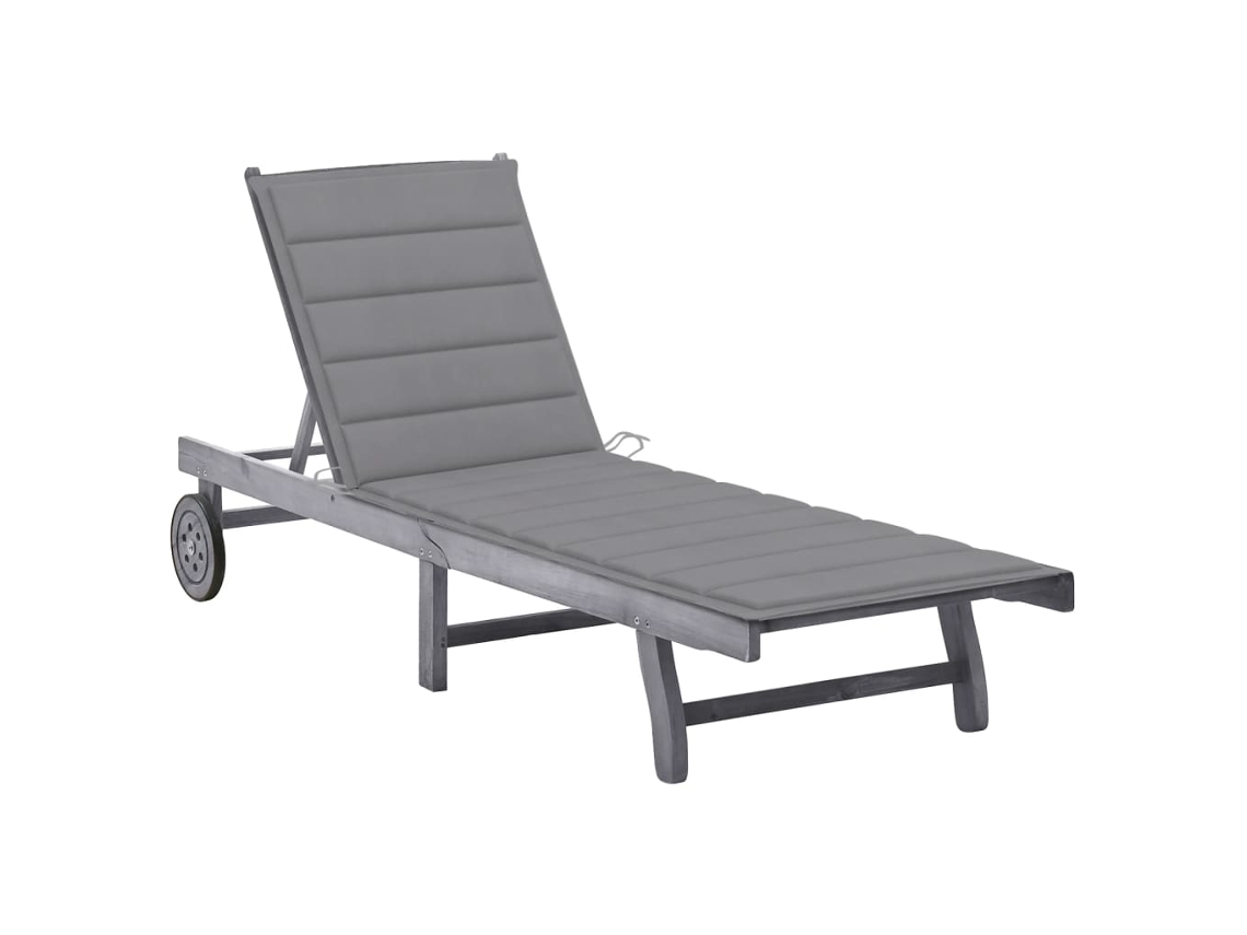 Tumbona Lounger de Jardín con Cojín Madera de Acacia Maciza Gris