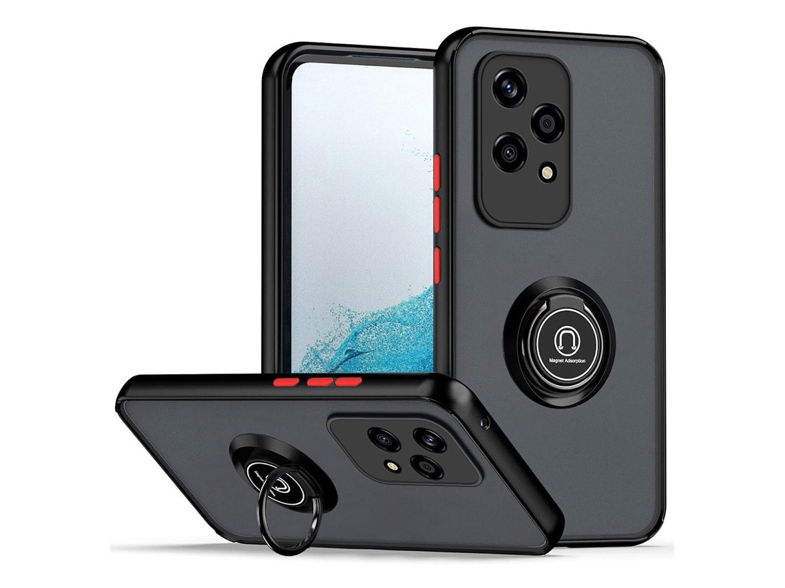 Funda Borde Anillo Giratorio para Honor 200 Lite 5G TUMUNDOSMARTPHONE Negro